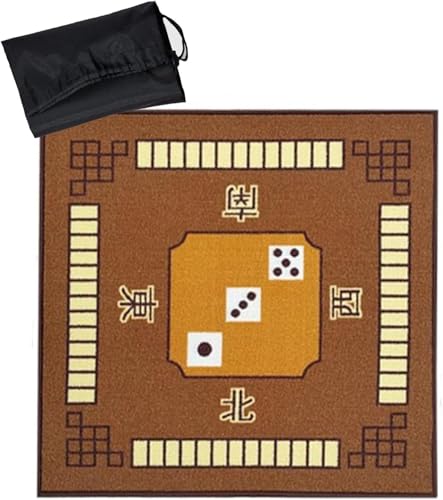 Mahjong-Matte, Mahjong-Matte, Spieltisch, Mahjong-Tischmatte mit Regeln, rutschfeste und geräuschreduzierende Pokermatte, Kartentischabdeckung, Tischspielmatten mit Tragetasche(Brown,30.7x30.7inch) von dvkGKLVq