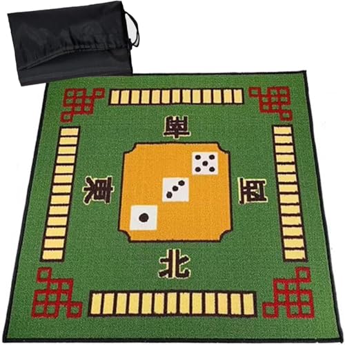 Mahjong-Matte, Mahjong-Matte, Spieltisch, Mahjong-Tischmatte mit Regeln, rutschfeste und geräuschreduzierende Pokermatte, Kartentischabdeckung, Tischspielmatten mit Tragetasche(Green,34.7x34.7inch) von dvkGKLVq