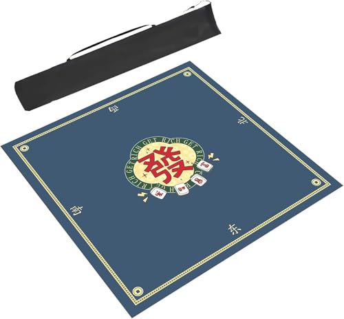 Mahjong-Matte, Mahjong-Matte, Spieltisch, bedruckte Mahjong-Tischmatte mit schwarzer Tragetasche, rutschfeste Tischabdeckung mit Geräuschreduzierung for Mahjong-Poker-Kartenspiele(Blue,35.4x35.4inch/9 von dvkGKLVq