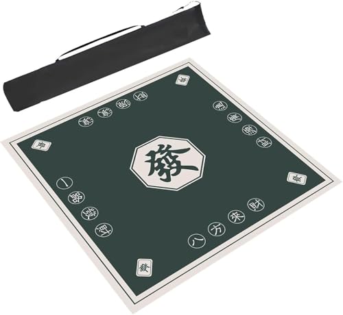 Mahjong-Matte, Mahjong-Matte, Spieltisch, bedruckte Mahjong-Tischmatte mit schwarzer Tragetasche, rutschfeste Tischabdeckung mit Geräuschreduzierung for Mahjong-Poker-Kartenspiele(Green,33.5x33.5in/85 von dvkGKLVq