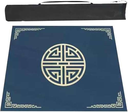 Mahjong-Matte, Mahjong-Matte, Spieltisch, dicke Mahjong-Matte mit rutschfester Unterseite, Indoor-Heimspiel-Party-Spieltisch-Abdeckung, Mahjong-Tischmatte mit Aufbewahrungstasche(Blue,35.4x35.4inch/90 von dvkGKLVq