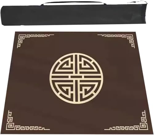 Mahjong-Matte, Mahjong-Matte, Spieltisch, dicke Mahjong-Matte mit rutschfester Unterseite, Indoor-Heimspiel-Party-Spieltisch-Abdeckung, Mahjong-Tischmatte mit Aufbewahrungstasche(Brown,27.6x27.6inch/7 von dvkGKLVq