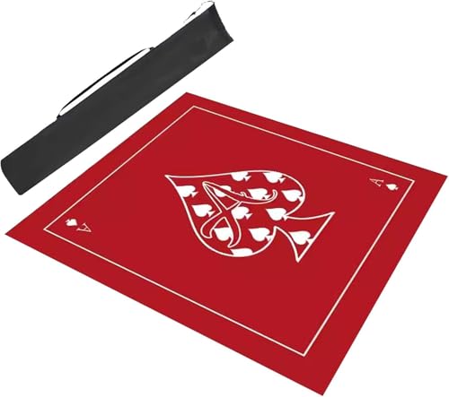 dvkGKLVq Mahjong-Matte, Mahjong-Matte, Spieltisch, Samt-Mahjong-Tischmatte mit Aufbewahrungstasche, rutschfeste und geräuschreduzierende Spielkarte, Brettspiel-Spielmatte(Red,39.4x39.4inch/100x100cm) von dvkGKLVq