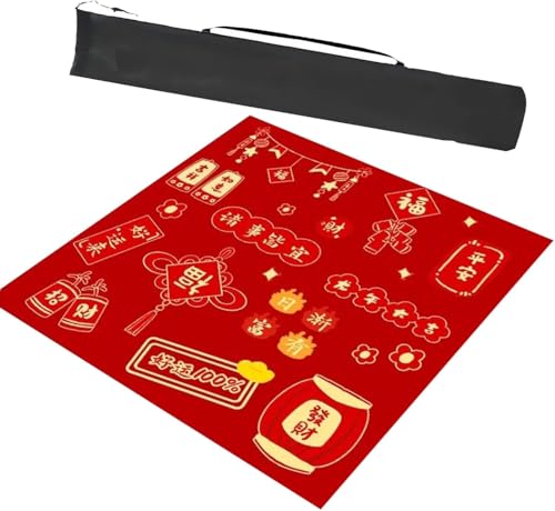 dvkGKLVq Mahjong-Matte, Mahjong-Matte, Spieltisch, universelle Mahjong-Tischmatte, rutschfeste, geräuschreduzierende Brettspielmatte(Red 1,31.5x31.5inch/80x80cm) von dvkGKLVq