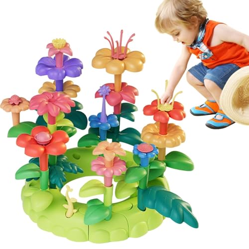 dzqad Baum- und Blumenspielzeug, Blumen-Baukasten - Vorschulkindergartenspielzeug,Stapelspiel für Kleinkinder, Spielset, Sortier- und Stapelspielzeug, pädagogisches Kinderspielzeug für und Mädchen von dzqad