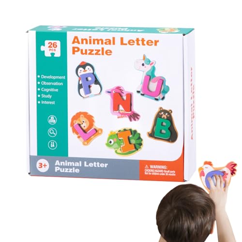 dzqad Holz Alphabet Puzzle - Kinder Alphabet Tierpuzzle Mit 26 Teilen | Lernspielzeug für Vorschulkinder, Pädagogisches Zuordnungsspiel zur Entwicklung der Feinmotorischen Fähigkeiten in Kindergarten dzqad Holz Alphabet Puzzle - Kinder Alphabet Tierpuzzle Mit 26 Teilen | Lernspielzeug für Vorschulkinder, Pädagogisches Zuordnungsspiel zur Entwicklung der Feinmotorischen Fähigkeiten in Kindergarten von dzqad