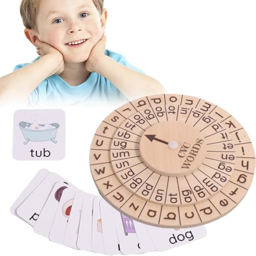 dzqad Sight Word Flash Cards, pädagogisches Alphabet-Spielzeug,Drehtellerförmiges -Dreh-Alphabet-Lernspielzeug - Lustiges und interaktives Lernspielzeug mit Lernkarten für Kinder im Vorschulalter von dzqad