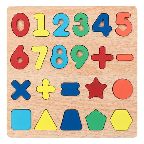 dzqad Zahlenrätsel für Kinder,Zahlenrätsel für Kinder | Form-Lernpuzzles Spielzeug | Klobiges Holzbrettspielzeug zum Formenlernen, pädagogisches Lernspielzeug für Mädchen und im Vorschulalter von dzqad