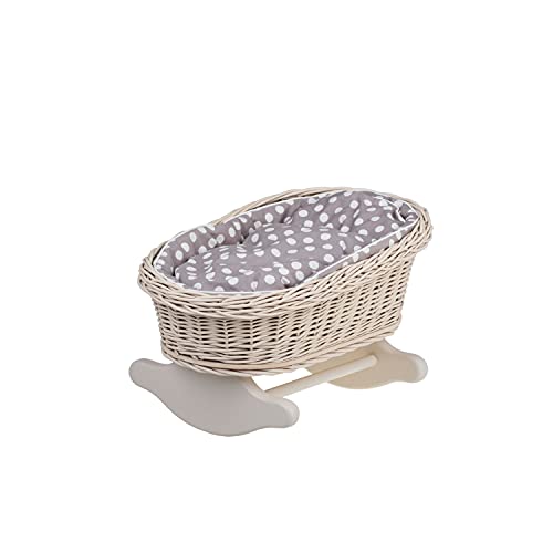 e-wicker24 Handgeflochtene Weidenwiege für Puppen – reizendes und langlebiges Puppenbettchen Puppenwiege ideal für fantasievolles Spielen Kinderzimmerdekoration Schaukelbett (Beige 1) von e-wicker24 Alles aus Weide