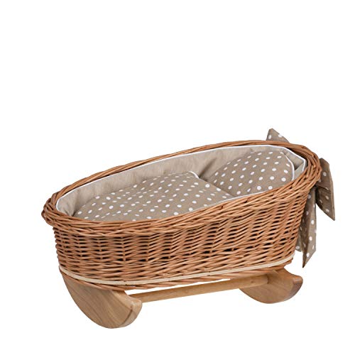 e-wicker24 Handgeflochtene Weidenwiege für Puppen – reizendes und langlebiges Puppenbettchen Puppenwiege ideal für fantasievolles Spielen Kinderzimmerdekoration Schaukelbett aus Korbgeflecht von e-wicker24 Alles aus Weide