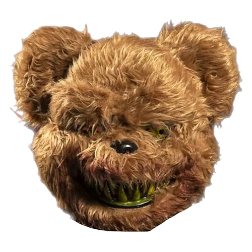 eBoutik - Gruselige pelzige Horrorbär-Gesichtsmaske, gruselige Plüsch-Knopf-Augen-Teddybär-Maske für Erwachsene, Kinder @ Halloween-Party, Karneval, Cosplay, Gaming von eBoutik