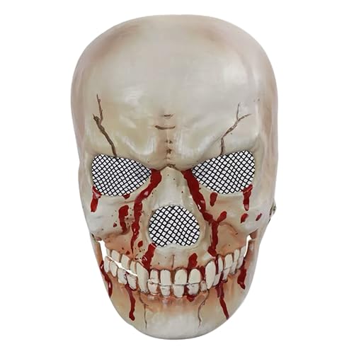 eBoutik - Gruseliger Horror Halloween Schädel beweglicher Mund Maske - Erwachsenenkostüm Skelett Kostüm für Cosplay (Blut) von eBoutik