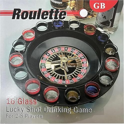 eBoutik - Shot Roulette Spinning Trinkspiel - 16 Schnapsgläser zum Trinken von Roulette, lustige Neuheit Partyspiele für Erwachsene für Partys, Weihnachten, Neujahr & Studenten von eBoutik