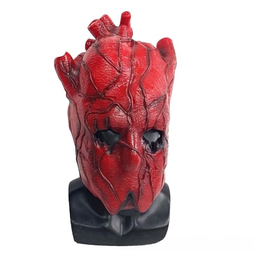 eLymwoo Shin Red Mask - Realistische Herz-Gesichtsmaske - Vollkopfmaske für Halloween-Auftritte, Streiche und Cosplay-Requisiten, authentische Gesichtsdetails von eLymwoo