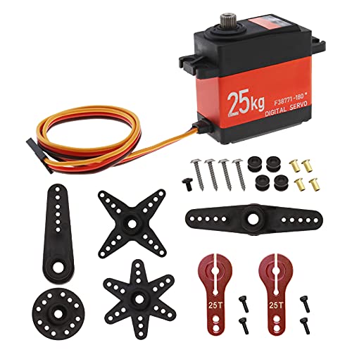 eMagTech DS3225 25KG Vollmetall Digital Servo 25T Arm Zubehör Set für RC Auto Roboter Wasserdicht Hohes Drehmoment 180° Rotation von eMagTech