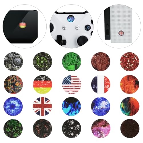 eXtremeRate 60 Pcs Home Button Power Switch Aufkleber Sticker Skin Cover für Xbox One/One S Konsole Kinect, für Xbox One/One S/X/Elite Controller(Polychrome) von eXtremeRate