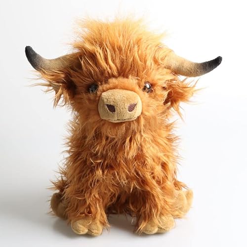 25,4 cm große Hochlandkuh Stofftiere, realistische Schottische Hochlandkuh Plüschpuppe, Highland Bull Tier Plüschtier Kuh Spielzeug, weiche kuschelige Hochlandkuh Plüschtiere Bauernhof Spielzeug von eamve