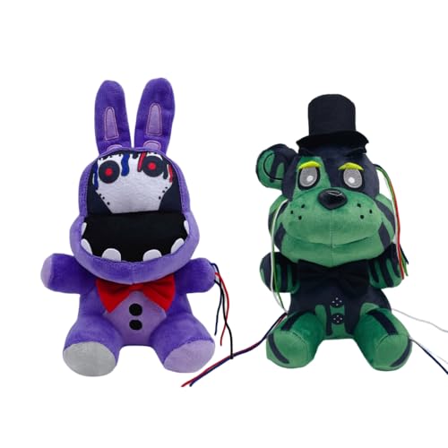 2PCS Five Night Plüsch Figur Spielzeug Sets, 11 Zoll Withered Purple Bunny und Security Breach Bonnie Plüschpuppe, Five Nights at Freddy's Stuffed Toy Plushies, Foxy Fazbear Plüschtiere für FNAF Plüsc von eamve