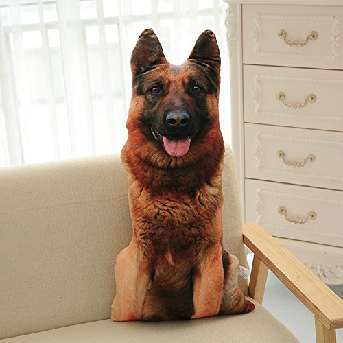 eamve 3D Plüsch Hundekissen,50cm Simulation Hund Hund Stofftier,Hund 3D Simulation Puppe Plüsch Kissen,Hund Plüsch Spielzeug Plüsch Kissen für Kinder Sofa Stuhl Home Decor (Werwolf Hund) von eamve