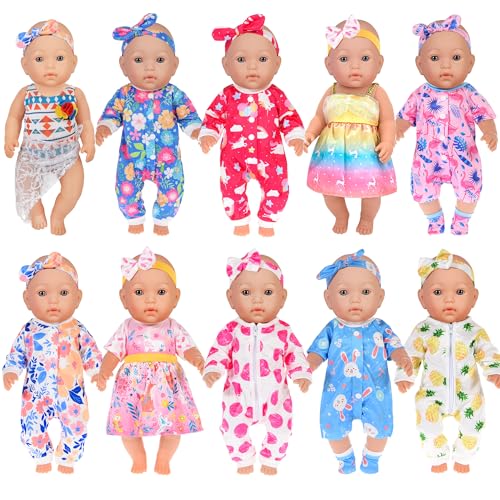 10-Sätze Puppenkleidung umfassen Kleid Outfits und Bikini für 43cm / 17 Zoll Neugeborene Babypuppen (Keine Puppe) von ebuddy