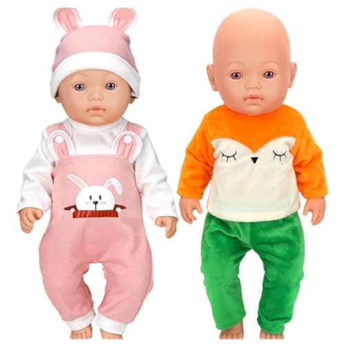 ebuddy 2 Sets Baby Puppe Kleidung Inkludieren Strampler Outfits Hut für 43cm / 17 Zoll Neugeborene Babypuppen (Keine Puppe) von ebuddy