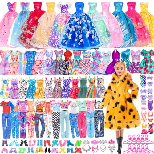 50pcs 11.5 Zoll Mode Mädchen Puppe mit Puppe Kleidung Zubehör Spiel Set Include 1 Puppe, 1 Pelzmantel,2 langes Hochzeitskleid,Outfits Schlupf Kleid Set and 30 Accessories (einschließen Puppe) von ebuddy