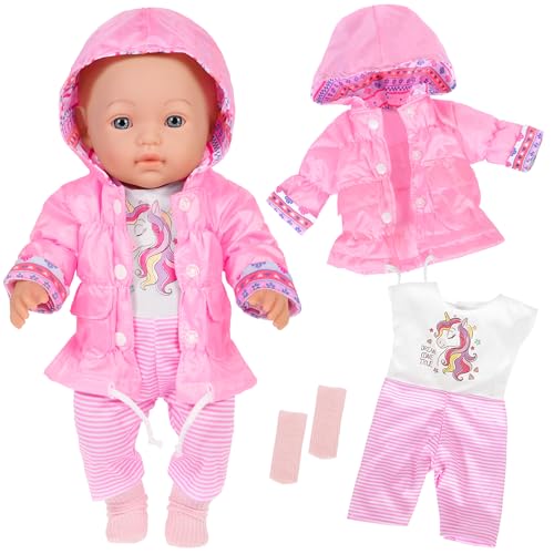 Baby Puppe Kleidung Set beinhaltet Mantel, Strampler und Socken für 43cm / 17 Zoll Neugeborene Babypuppen (Keine Puppe) von ebuddy