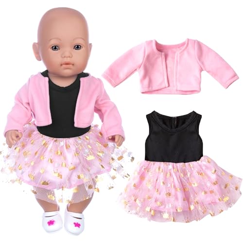 Baby Puppe Kleidung Set mit Mantel und Kleid für 43cm / 17 Zoll Neugeborene Babypuppen (Keine Puppe) von ebuddy