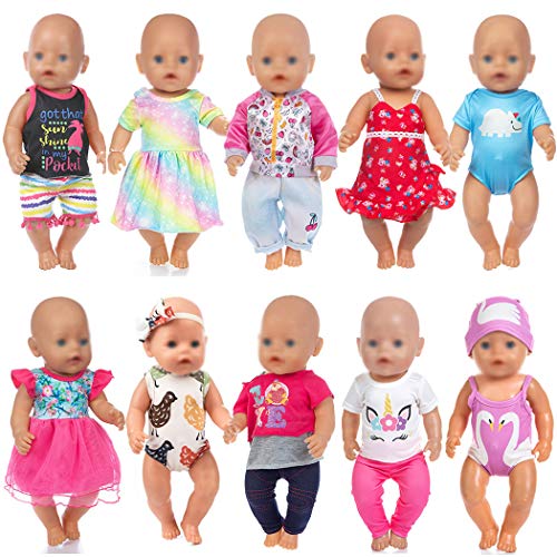 10 Sets Puppenkleidung Zubehör gehören Bikini, Kleid, Outfits für 43cm / 17 Zoll Neugeborene Babypuppen (Keine Puppe) von ebuddy