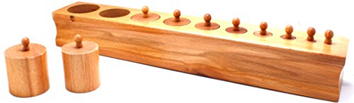 edu fun 91107 Montessori Zylinderblöcke Holz Zylinder pädagogisches Lernspielzeug ab 3 Jahre Durchmesser gleich und Höhe unterschiedlich Holzspielzeug Massivholz (Variante 2) von edu fun