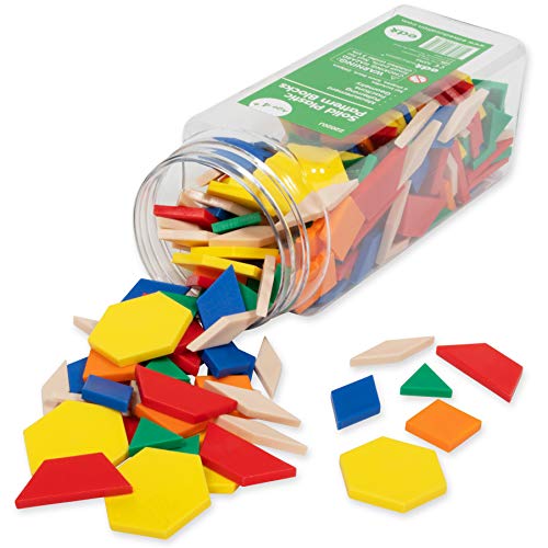 edxeducation Plastic Pattern Blocks - Satz von 250 - Geometrische Fähigkeiten Mathe Lernmittel - Formerkennung, Symmetrie und Brüche - Alter 4+ von edxeducation