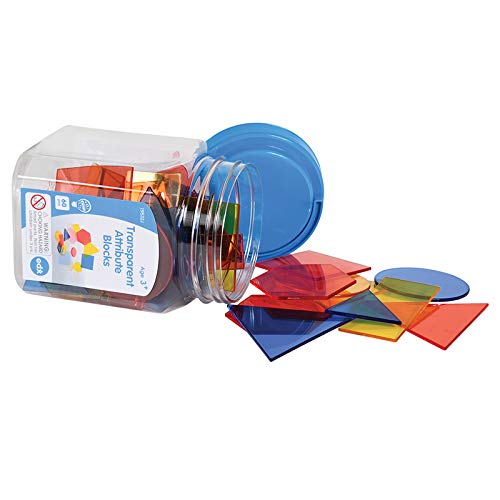 edxeducation Transparente Blöcke - Mini Glas Set mit 60 Stück - Farbenfrohe Plastikformen - Lichtkasten Zubehör - Sensorisches Spiel - Mathe Manipulativ für Kinder von edxeducation