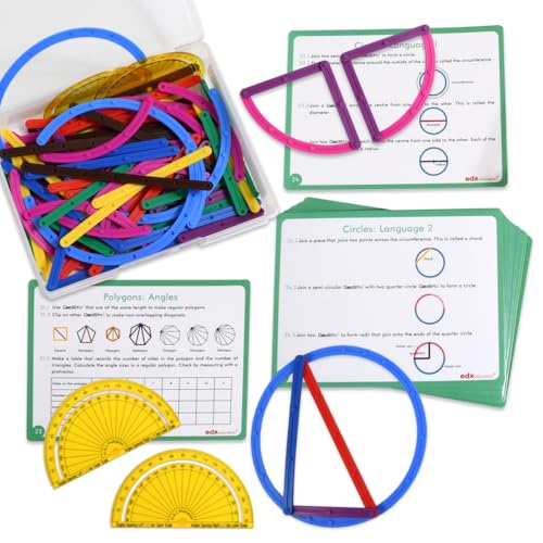 edxeducation GeoStix Deluxe Set | Geometrie beibringen | 100 Baustäbe, 2 Winkelmesser, Aktivitätskarten | Manipulativ für Mathematik, Kunst und Feinmotorik edxeducation GeoStix Deluxe Set | Geometrie beibringen | 100 Baustäbe, 2 Winkelmesser, Aktivitätskarten | Manipulativ für Mathematik, Kunst und Feinmotorik von edxeducation