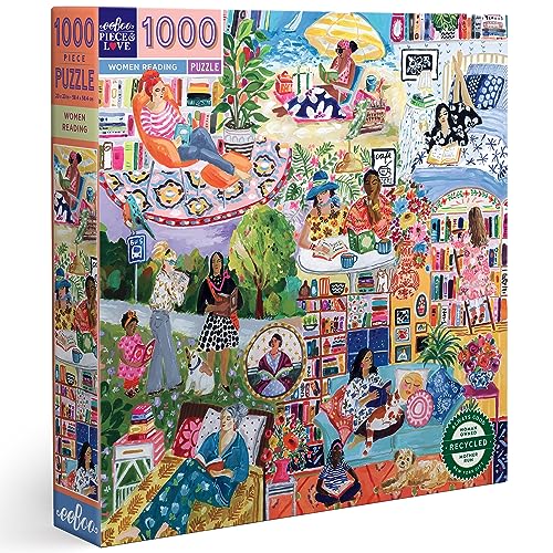 eeBoo Piece & Love: Frauen lesen – 1000 Teile Puzzle – quadratisches Erwachsenen-Puzzle, 23 x 23 cm, inkl. Bildreferenzeinsatz, glänzende Teile von eeBoo Piece & Love