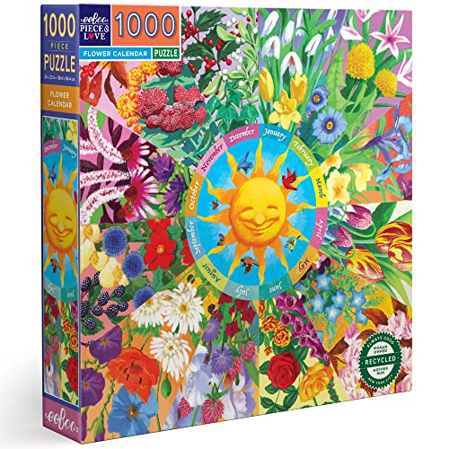 Eebbo Puzzle 1000 Teile Kalender Floral 58,4 x 58,4 cm von eeBoo