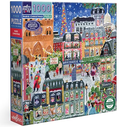Eeboo Puzzle mit 1000 Teilen Weihnachten in Paris – Puzzle für Erwachsene, 1000 Teile, Weihnachtsszene im Schnee – Maße 58,5 cm x 58,5 cm Eeboo Puzzle mit 1000 Teilen Weihnachten in Paris – Puzzle für Erwachsene, 1000 Teile, Weihnachtsszene im Schnee – Maße 58,5 cm x 58,5 cm von eeBoo