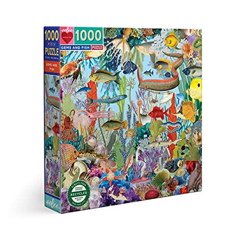 eeBoo 1000 Teile Gems and Fish Erwachsene über das Meeresleben – farbenfrohes Puzzle – PZTGEF von eeBoo