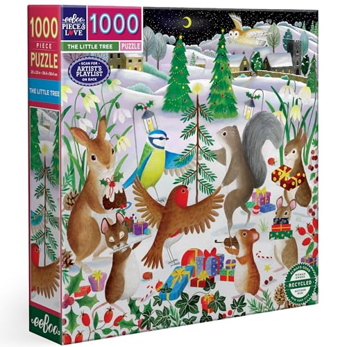 eeBoo - 1000-teiliges quadratisches Puzzle 'The Little Tree' - Erwachsenen-Puzzle, 58 x 58 cm, inklusive Bildreferenzeinsatz, glänzende Teile von eeBoo