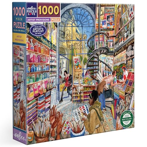 eeBoo Artist Provisions-Puzzle für Erwachsene, 1000 Teile aus recyceltem Karton und pflanzlicher Tinte, Maße 58,5 cm x 58,5 cm, PZT123 von eeBoo