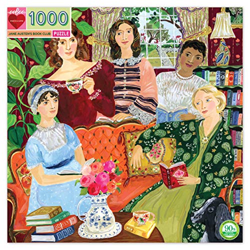 eeBoo Austen, 1000 Teile, Jane Austeen's Book Club – Erwachsenen-Puzzle aus recyceltem Karton mit berühmten Schriftstellern – PZTJAB von eeBoo