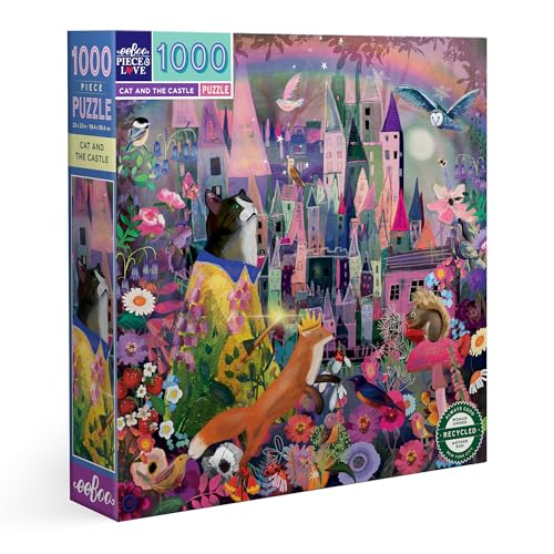 eeBoo, Fuchs Cat and The Castle – Puzzle 1000 Teile auf Einer Katze und einem Schloss mit faszinierenden Details – Puzle aus recyceltem Karton – PZTCAC von eeBoo