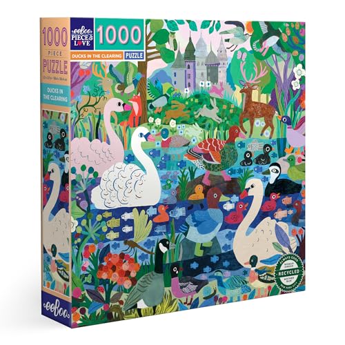 eeBoo PZTDIC Duck In The Clearing, recyceltem Karton, Puzzle mit 1000 Teilen, bunt mit Tieren von eeBoo