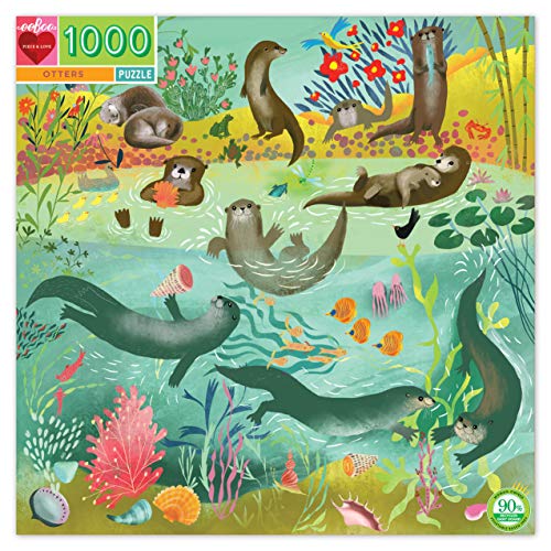 eeBoo Otters 1000-teiliges quadratisches Puzzlespiel für Erwachsene, „Piece and Love“ von eeBoo