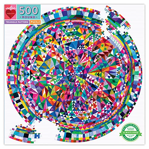 EEBOO - Rundes Puzzle mit 500 Teilen, Dreiecksmuster – Puzzle 500 Teile für Erwachsene aus recyceltem Karton – PZFTRP – 58,5 cm Durchmesser von eeBoo