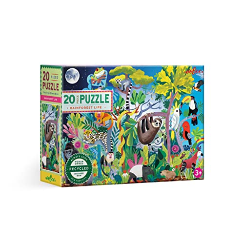 eeBoo PZRS20 Enfant Forêt amazonienne Puzzle aus recyceltem Karton für Kinder ab 3 Jahren, Schwarz von eeBoo