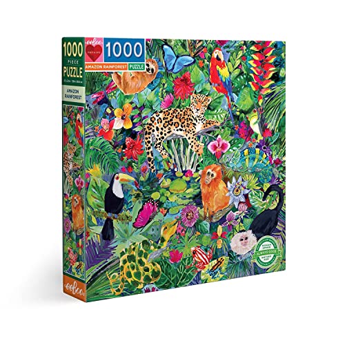 eeBoo PZTAZR Amazon Rainforest 1000 Teile Recyclingkarton für Erwachsene Puzzle aus dem Amazonwald, Mehrfarbig, 1 EA von eeBoo