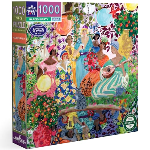 eeBoo PZTGPY Garden Party recyceltem Karton – buntes Puzzle 1000 Teile – Maße 58,5 cm von eeBoo