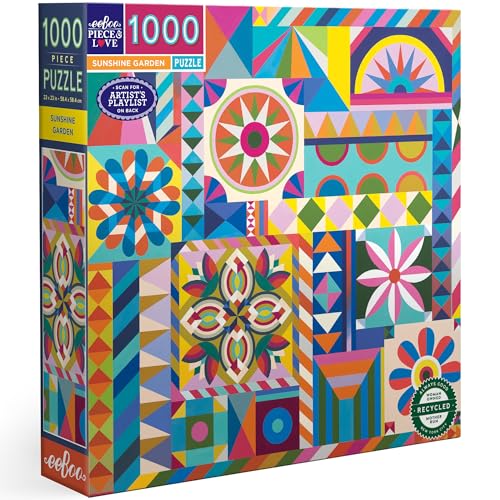 eeBoo PZTSNG Sunshine Garden – buntes 1000 Teilen – Puzzle aus recyceltem Karton – Maße 58,5 cm von eeBoo