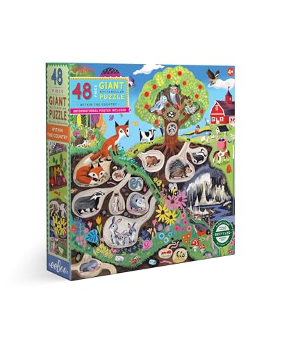 eeBoo PZWHCO 48 Pièces Dans Le Pays Puzzle aus recyceltem Karton für Kinder ab 3 Jahren von eeBoo