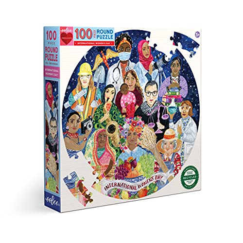 eeBoo PZWND Puzzle, rund, 100 Teile, Frauentag, aus recyceltem Karton, für Kinder ab 5 Jahren von eeBoo